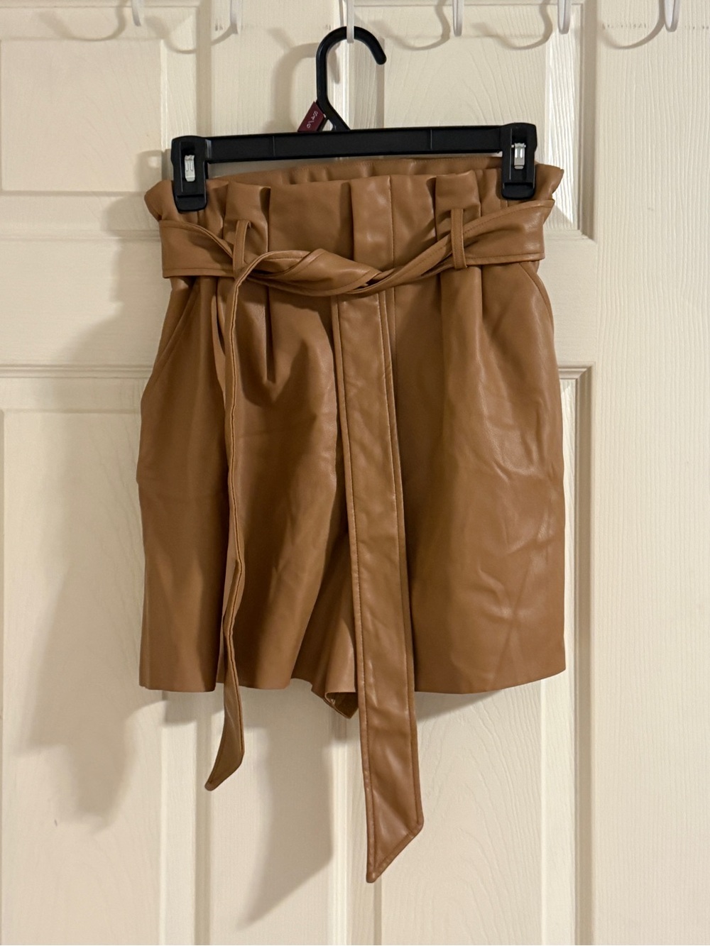 Zara Camel Faux Leather High-Waist Skirt - Picture 4 of 8
